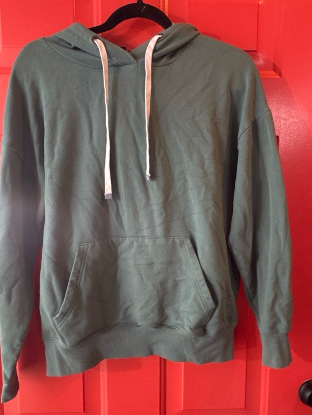 Buffalo David Bitton Olive Green Pullover Hoodie with White Drawstrings